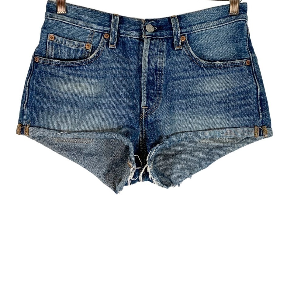 Levi's 501 High Waist Denim Cut Off Raw Hem Jean Shorts Size 26